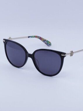 Kate Spade KRISTINA/G/S 0807 IR Sunglasses Black Cat Eye Frame, Grey Lenses